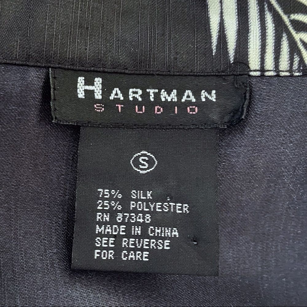 Hartman Studio Tropical Print Silk Blend Sleeveless Button Down Black Size Small - Picture 4 of 5